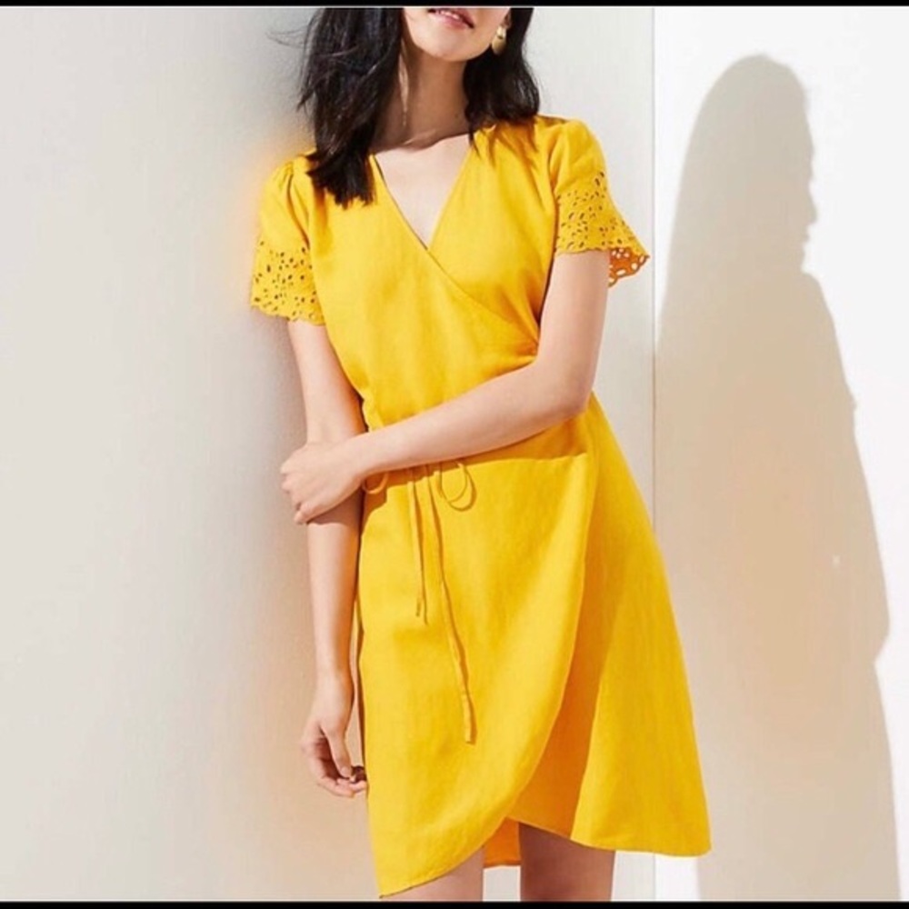 LOFT Linen Wrap Dress